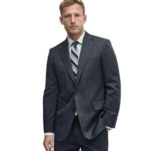 Brooks Brothers Regent Fit Wool Pinstripe 1818 Suit Blazer 40L Grey White Italy